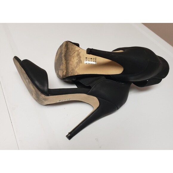 Michael Antonio Black Stiletto Open Toe Cutout Padded Beaded Shoe 7.5 PO G - Picture 13 of 14